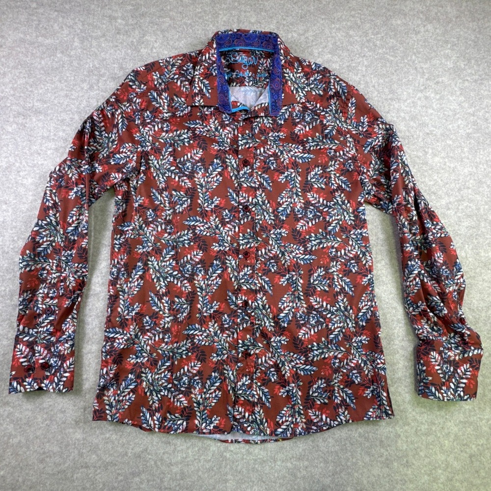 Sugar Men's Button Down Long‎ Sleeve Western Shirt Paisley Size Medium Rust